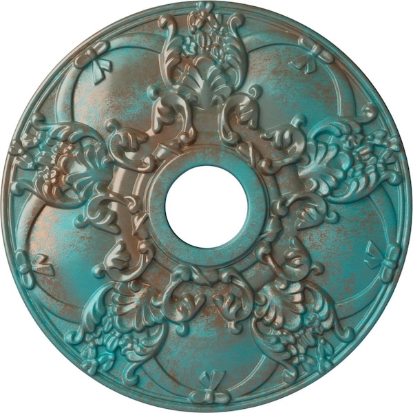 Ekena Millwork Norwich Ceiling Medallion (Canopies up to 4 1/2"), 18"OD x 3 1/2"ID x 1 3/8"P, Copper Green Patina CM18NOCGS - main